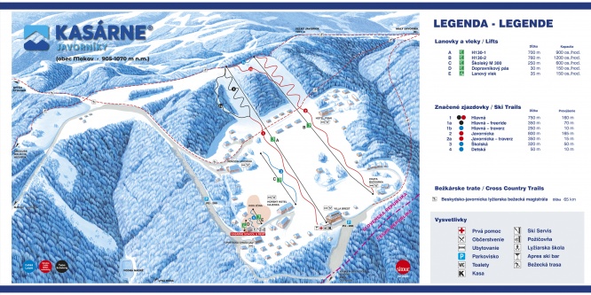 Mapa strediska Kasárne Javorníky